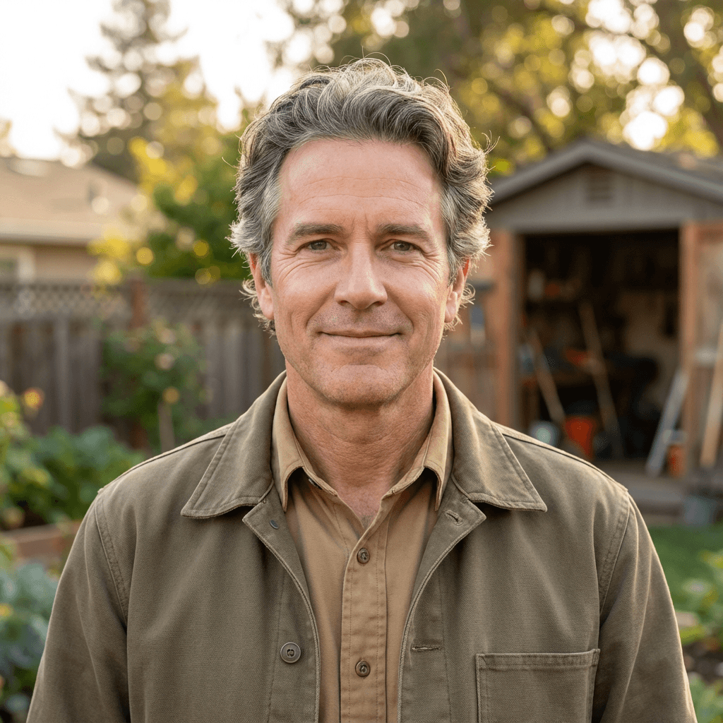 Male customer in his mid 50s, White, sturdy and trustworthy appearance